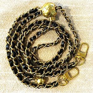 Adjustable Black and Gold Bag Chain - 48"